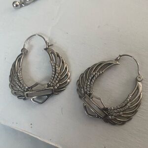 SOLD. Harley Davidson Sterling And Diamond Chip Earrings